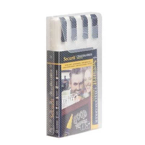 Pennarelli a gesso liquido Securit® a punta media 2-6 mm bianco set da 4 pennarelli - SMA510-V4-WT